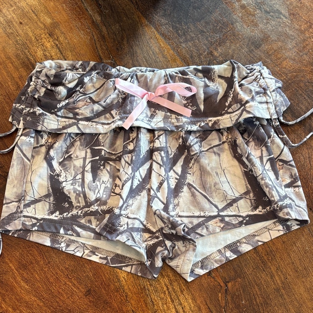 Hot Girl 💅 Camo Hunter Shorty Shorts with Pink Accent